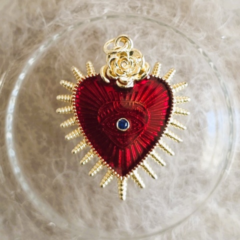 Charms - serce róża czerwona emalia